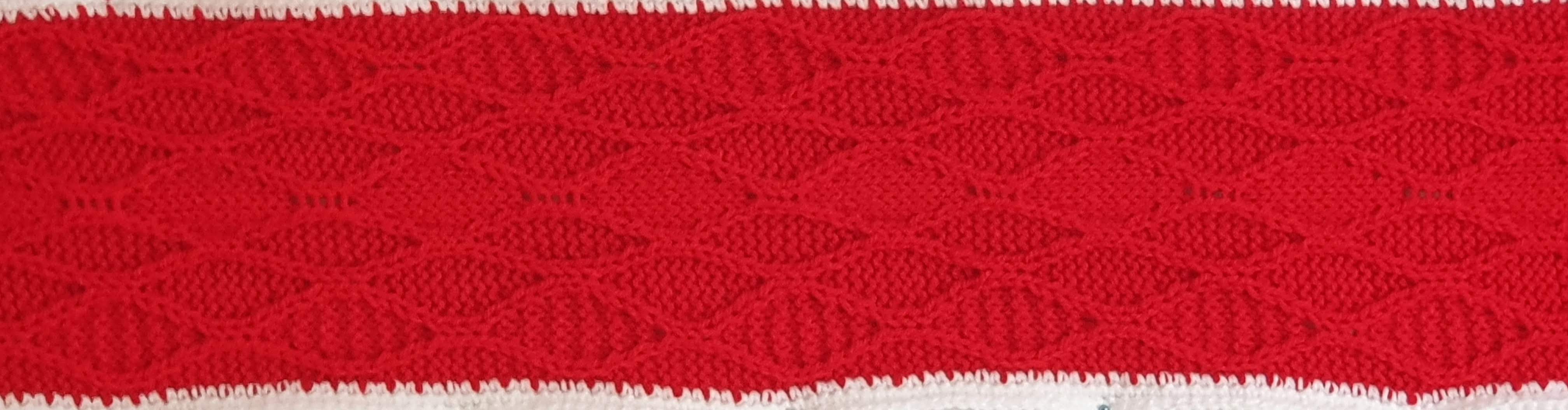 Red scarf with textured diamonds