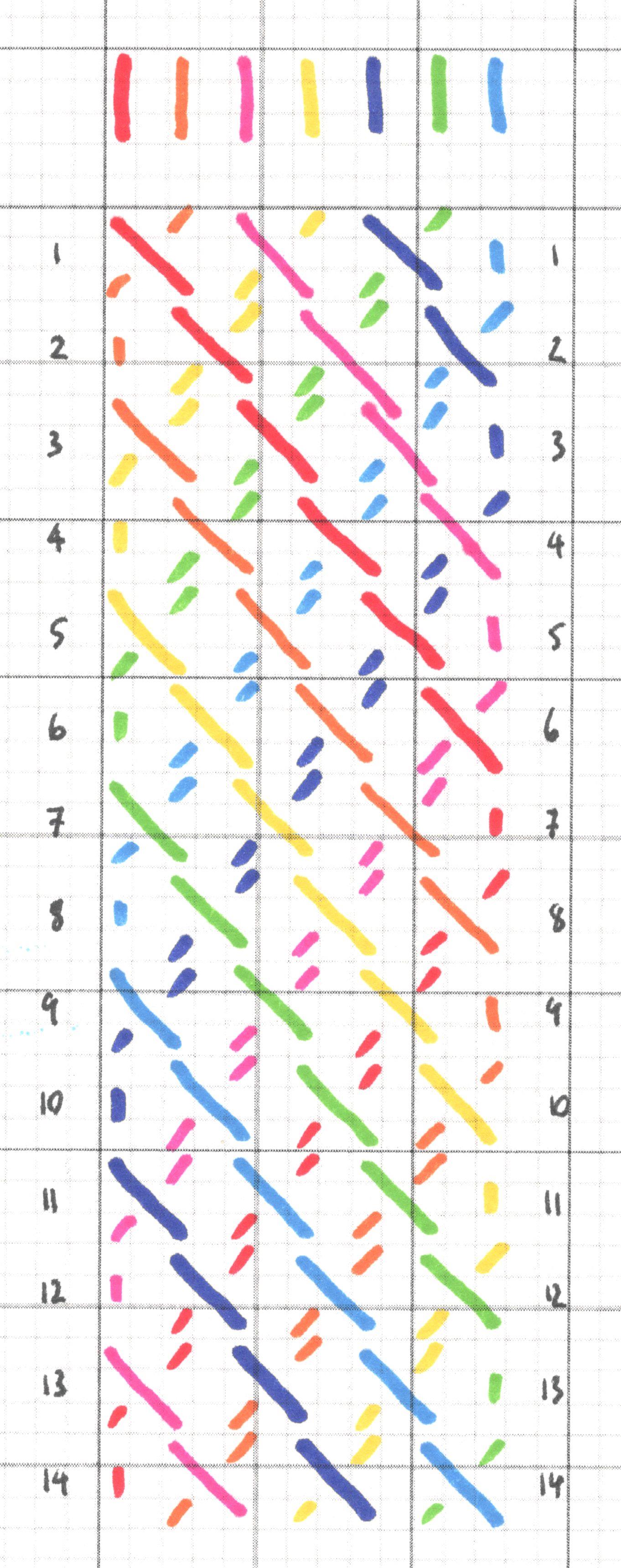 Design with rainbow diagonal stripes (7 colours)