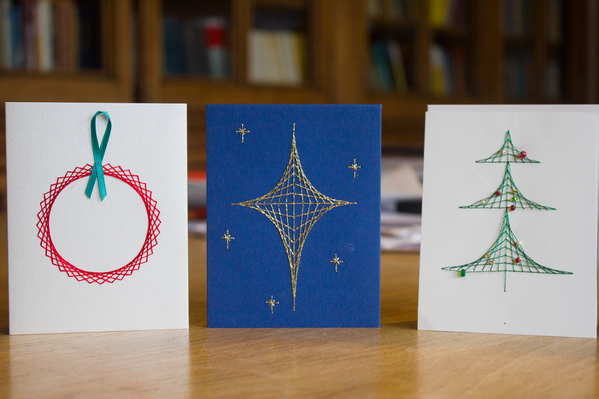Curved stitching Christmas cards