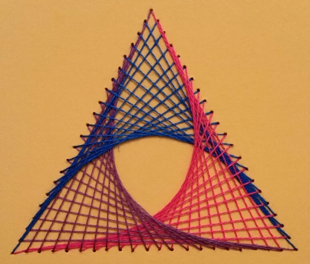 Curved stitching parabolas in triangle