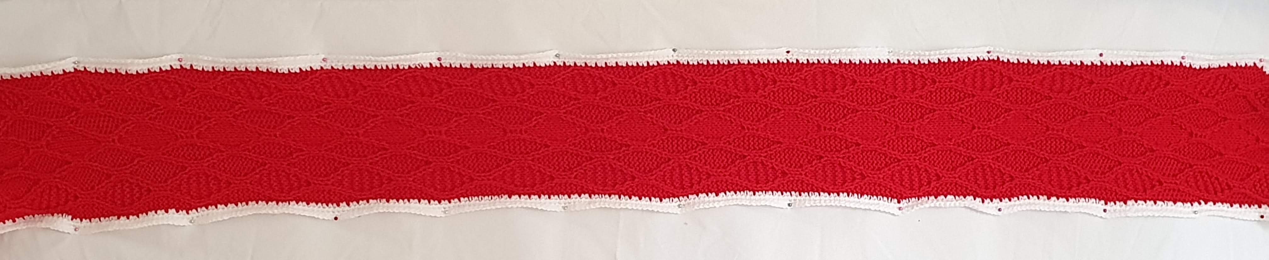 Red with diamonds of different textures