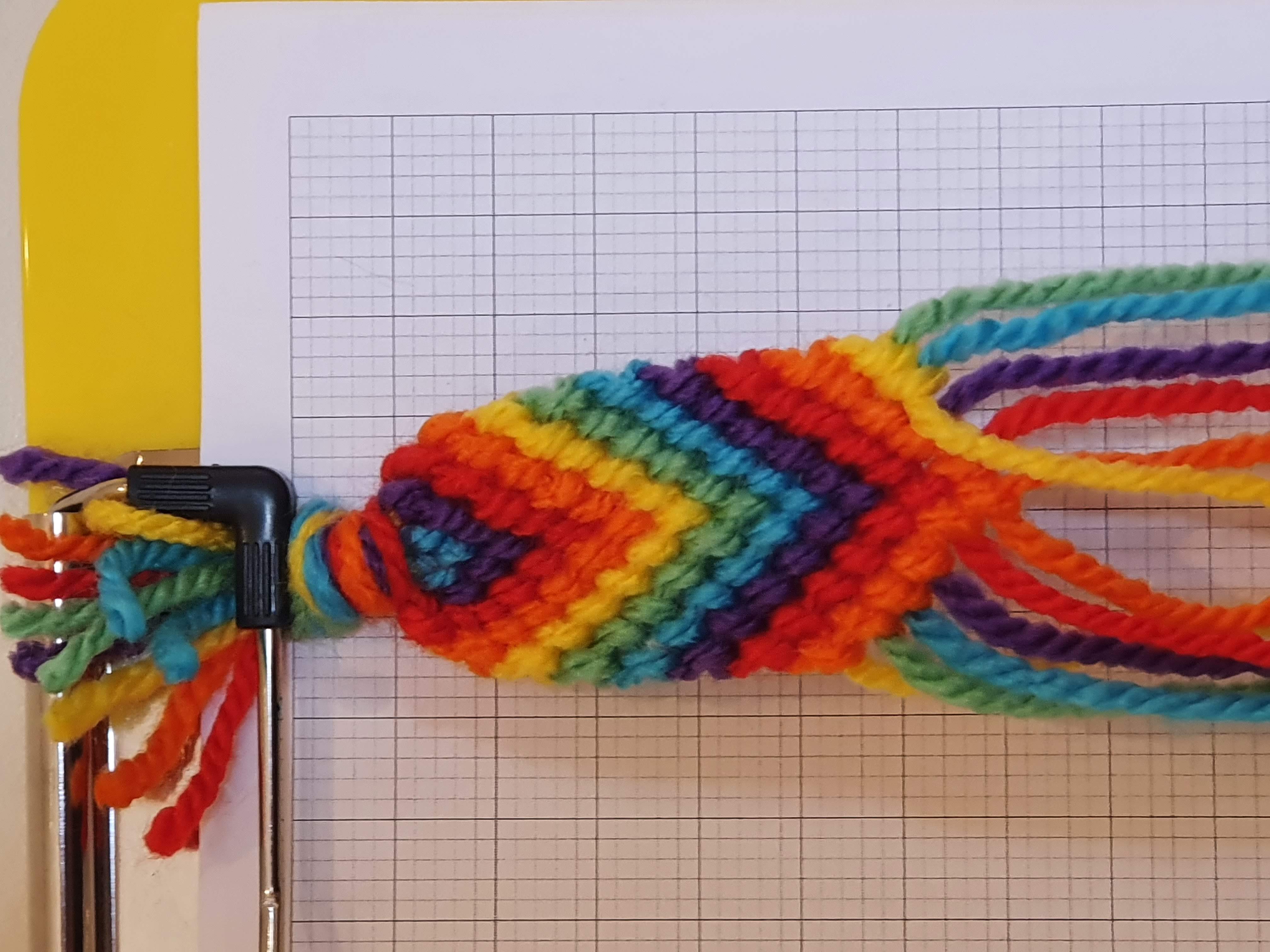 Unfinished bracelet with rainbow chevrons