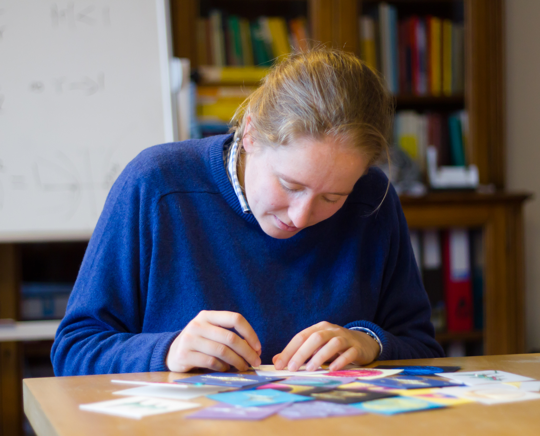 Photo of Vicky doing mathematical craft